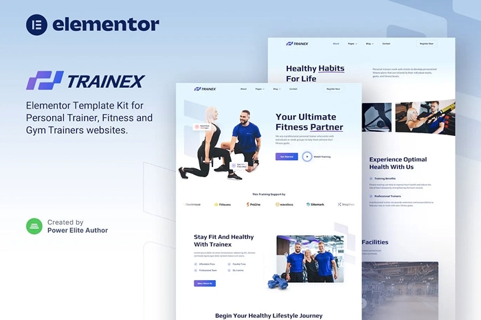 Trainex – Personal Trainer & Fitness Elementor Template Kit 1.0.0