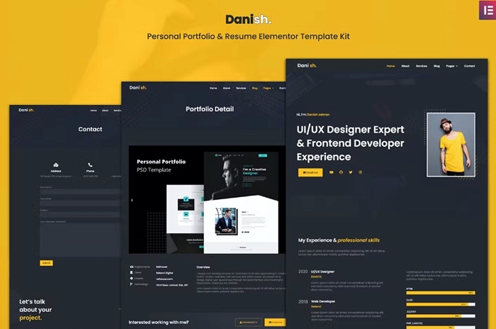 Danish - Personal Portfolio & Resume Elementor Template Kit 1.0.0