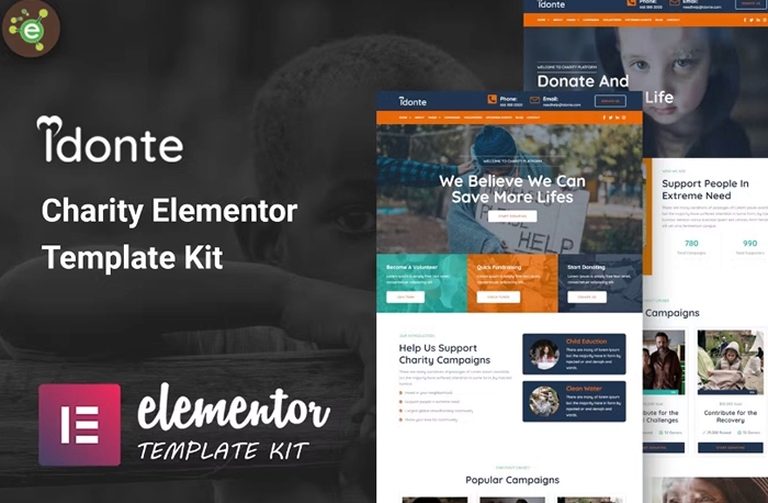 iDonte – Charity Non-Profit Elementor Template Kit 1.0.0
