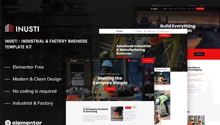 Inusti – Industrial & Factory Business Elementor Template Kit 1.0.0