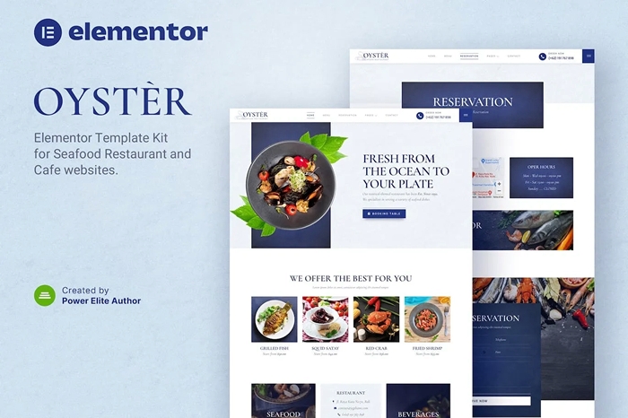 Oyster – Seafood Restaurant & Cafe Elementor Template Kit 1.0.0