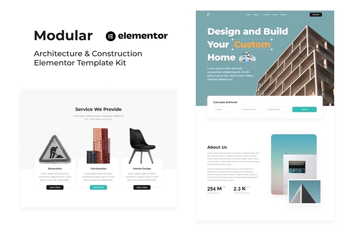 Modular - Architecture & Construction Elementor Template Kit 1.0.0