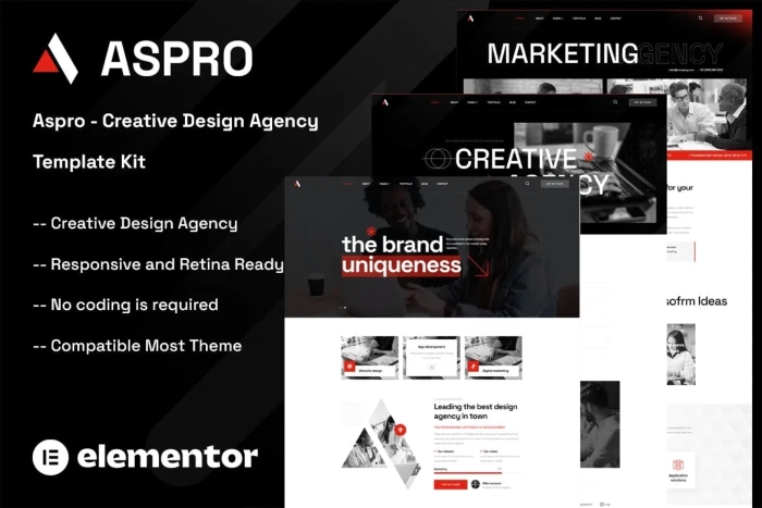 Aspro – Creative Design Agency Elementor Template Kit 1.0.0