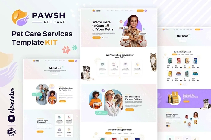 Pawsh - Pet Care & Shop Elementor Template Kit 1.0.0
