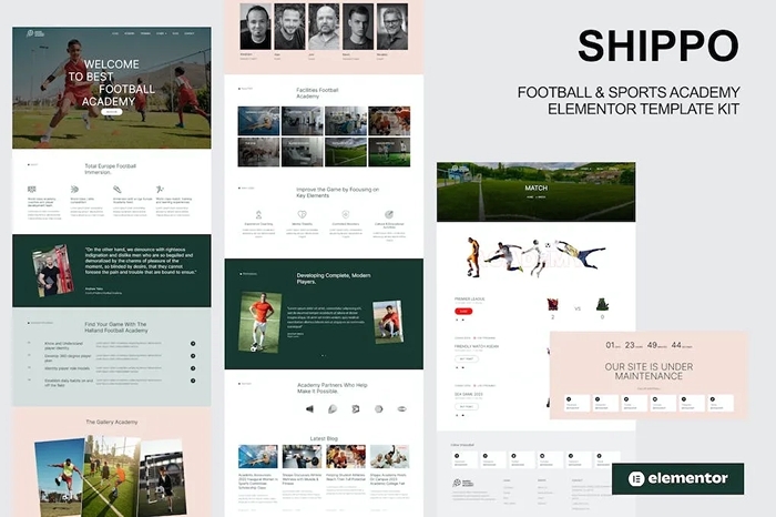 Shippo - Football & Sports Academy Elementor Template Kit 1.0.0