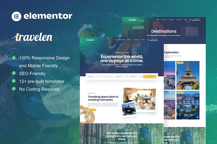 Travelen – Travel & Tour Agency Elementor Pro Template Kit 1.0.0