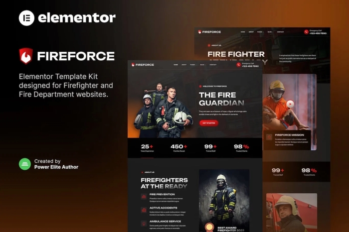 Fireforce - Firefighter & Fire Department Elementor Template Kit 1.0.0