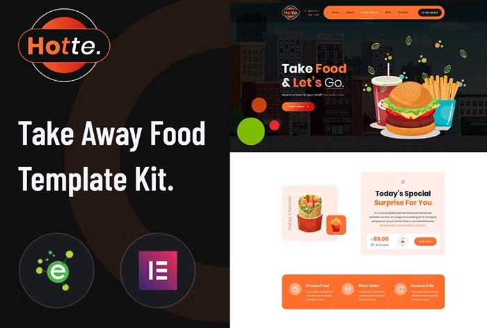 Hotte – Take Away Food Elementor Template Kit 1.0.0