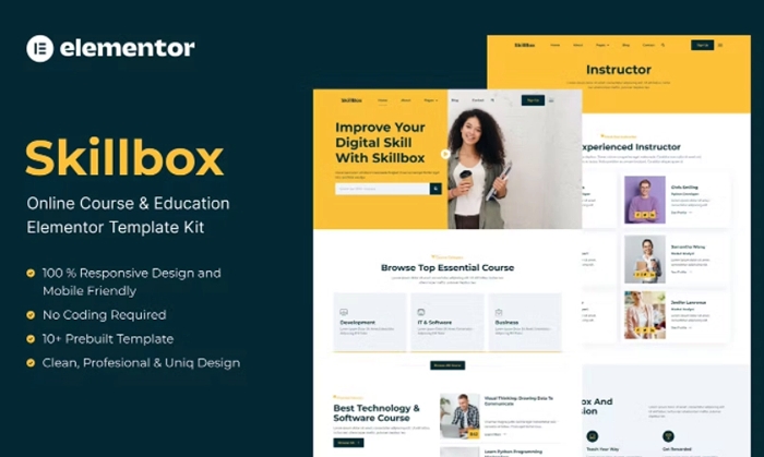 Skillbox – Online Course & Education Elementor Template Kit 1.0.0