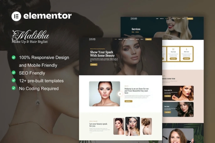 Malikha – Beauty Salon & Spa Elementor Pro Template Kit 1.0.0