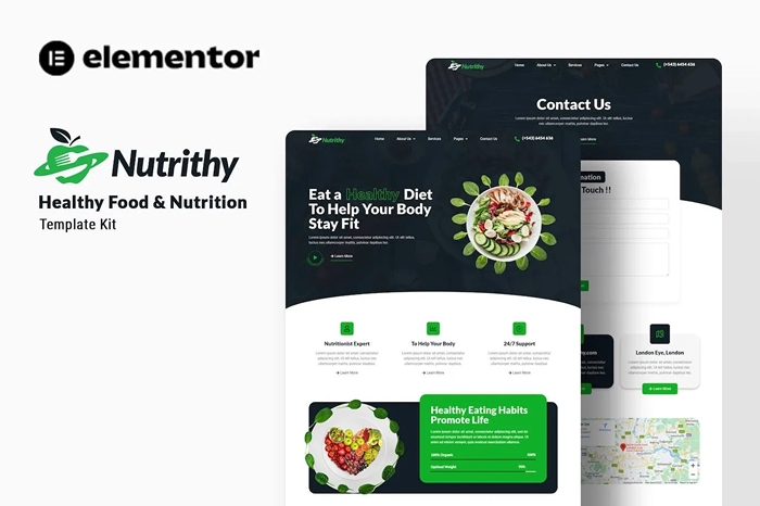 Nutrithy – Healthy Food & Nutrition Elementor Template Kit 1.0.0
