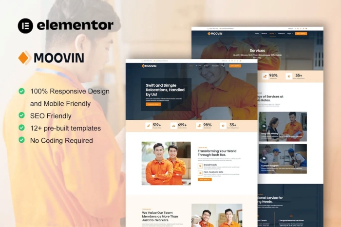 Moovin - Moving Company Elementor Pro Template Kit 1.0.0