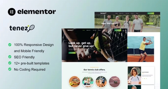 Tenez – Tennis School & Club Elementor Template Kit 1.0.0