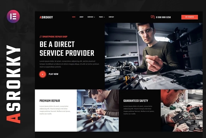 Asrokky - Smartphone Repair Shop Elementor Template Kit 1.0.0