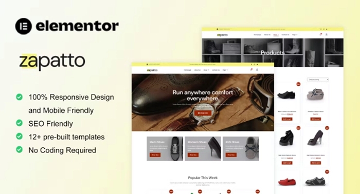 Zapatto – Shoes Store WooCommerce Elementor Template Kit 1.0.0