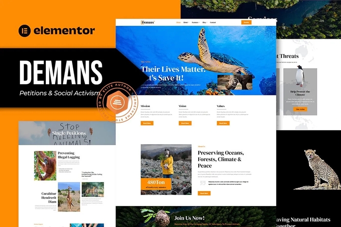 Demans – Petitions & Social Activism Elementor Pro Template Kit 1.0.0
