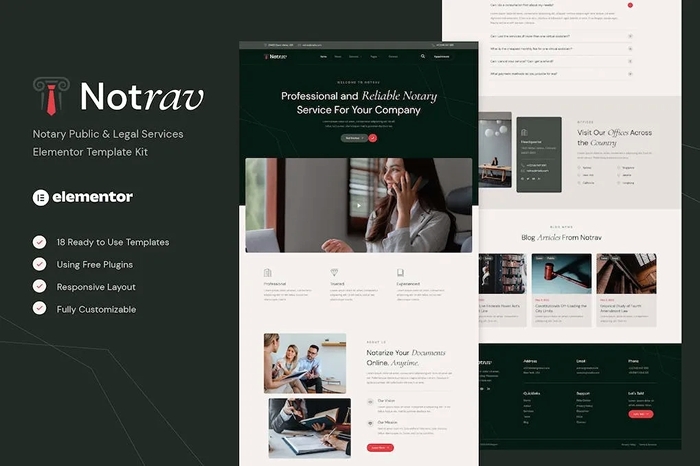 Notrav – Notary Public & Legal Services Elementor Template Kit 1.0.0