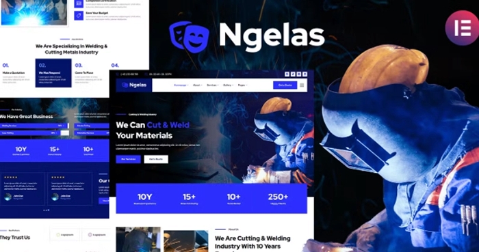 Ngelas – Welding & Cutting Services Elementor Template Kit 1.0.0