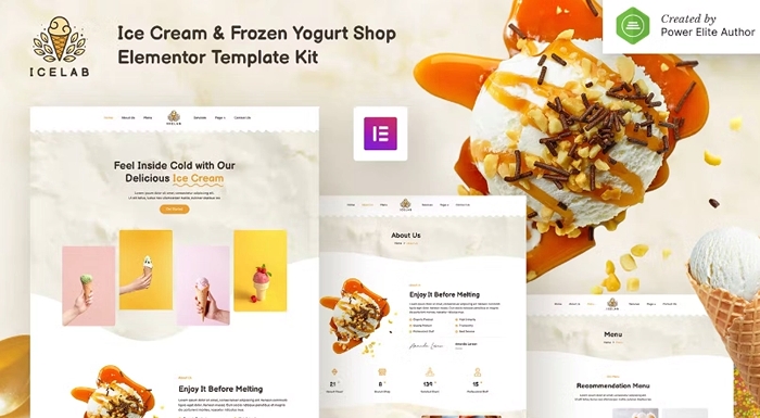 Icelab - Ice Cream & Frozen Yogurt Shop Elementor Template Kit 1.0.0