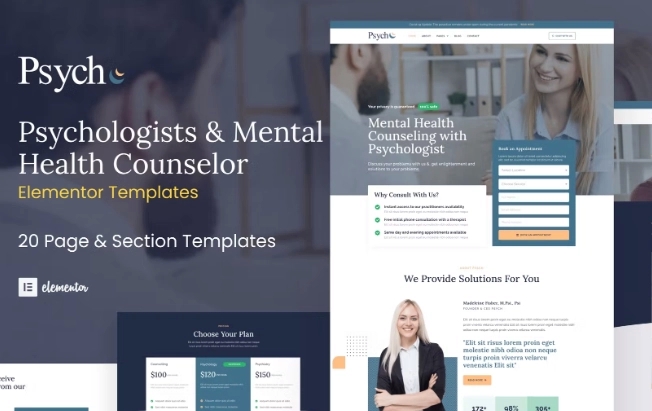Psych - Mental Health Counselor Elementor Template Kit 1.0.0