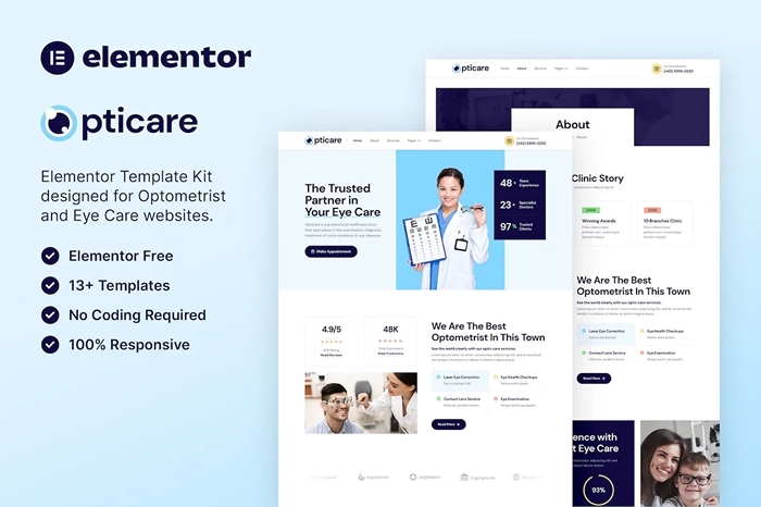 Opticare - Optometrist & Eye Care Elementor Template Kit 1.0.0