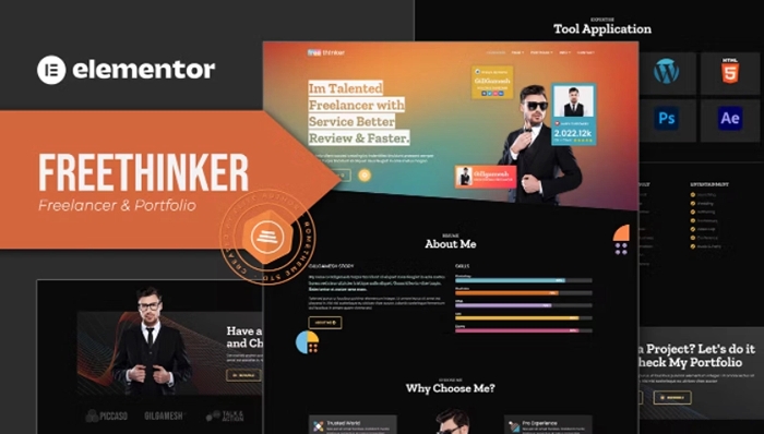 Freethinker – Freelancer & Portfolio Elementor Template Kit 1.0.0