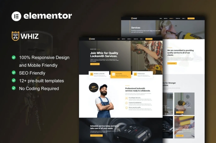 Whiz - Locksmith & Key Maker Services Elementor Pro Template Kit 1.0.0