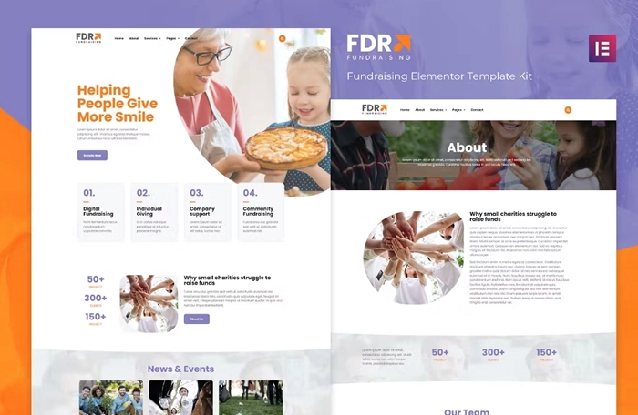 FDR – Fundraising Elementor Template Kit 1.0.0