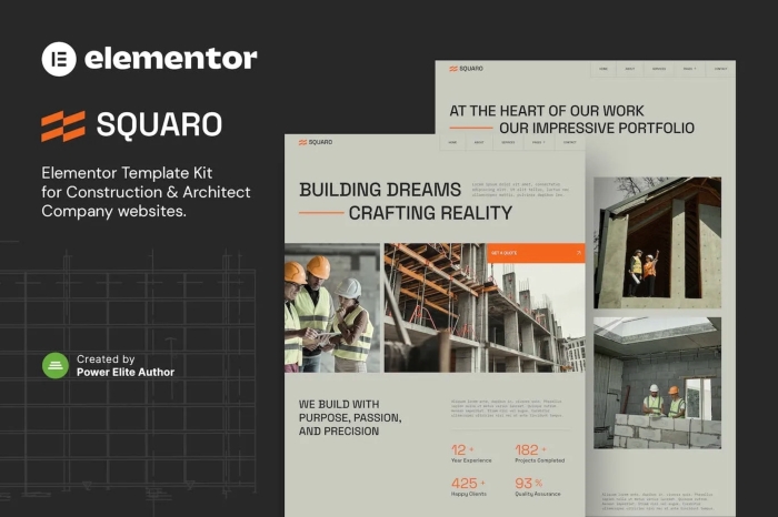 Squaro – Modern Construction & Architect Elementor Template Kit 1.0.0