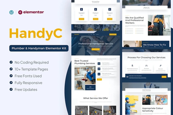HandyC - Plumber & Handyman Elementor Pro Template Kit 1.0.0