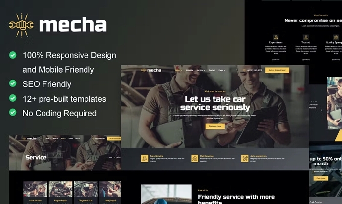 Mecha – Car Repair & Auto Service Elementor Template Kit 1.0.0