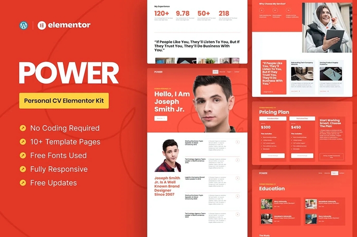 Power – Personal CV Elementor Pro Template Kit 1.0.0