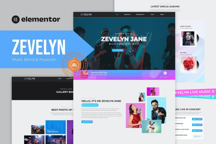 Zevelyn – Music Band & Musician Elementor Tempate Kit 1.0.0