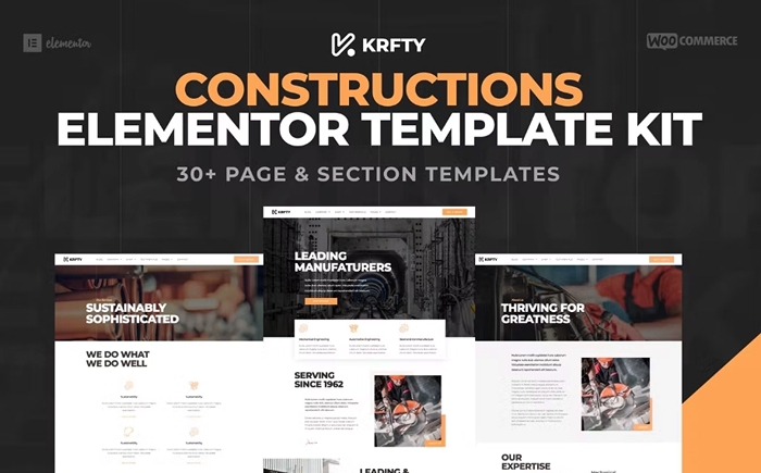 KRAFTY – Construction & Industry Elementor Template Kit 1.0.0
