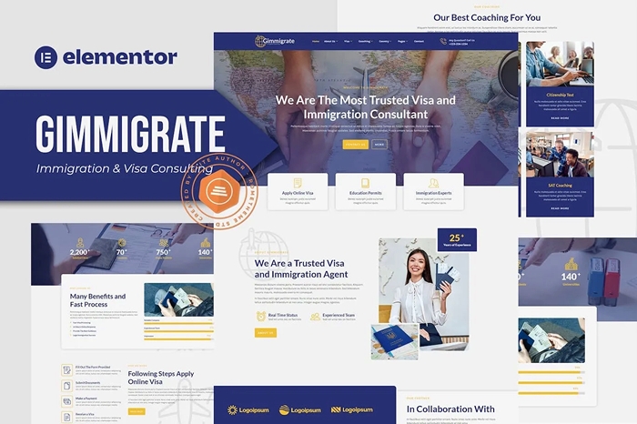 Gimmigrate – Immigration & Visa Consulting Elementor Template Kit 1.0.0