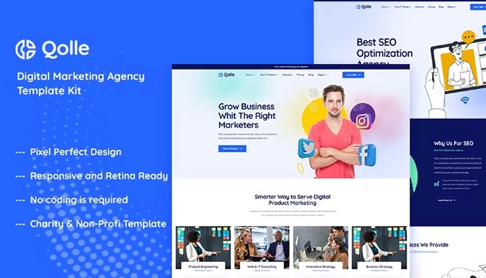Qolle – Digital Marketing Agency Elementor Template Kit 1.0.0