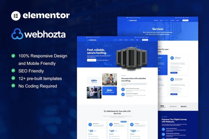 WebHozta – Hosting Service Elementor Template Kit 1.0.0