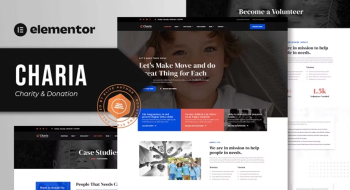 Charia – Charity & Donation Elementor Template Kit 1.0.0