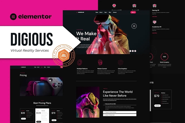 Digious – Virtual Reality Services Elementor Template Kit 1.0.0