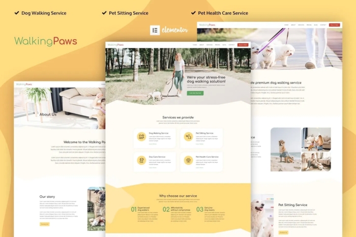 Walking Paws - Dog Walking and Pet Services Elementor Template Kit 1.0.0