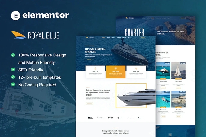 RoyalBlue – Yacht Club & Boat Rental Elementor Template Kit 1.0.0