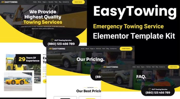 EasyTowing - Emergency Towing Service Elementor Template Kit 1.0.0