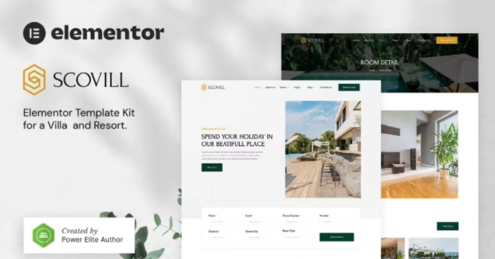 Scovill – Luxury Villa & Resort Elementor Template Kit 1.0.0