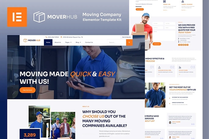 Moverhub - Moving Company Elementor Template Kit 1.0.0