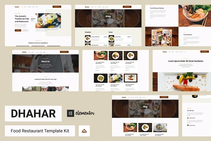 Dhahar – Restaurant Elementor Template Kit 1.0.0