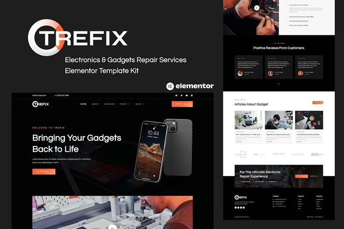 Trefix - Electronics & Gadgets Repair Services Elementor Template Kit 1.0.0