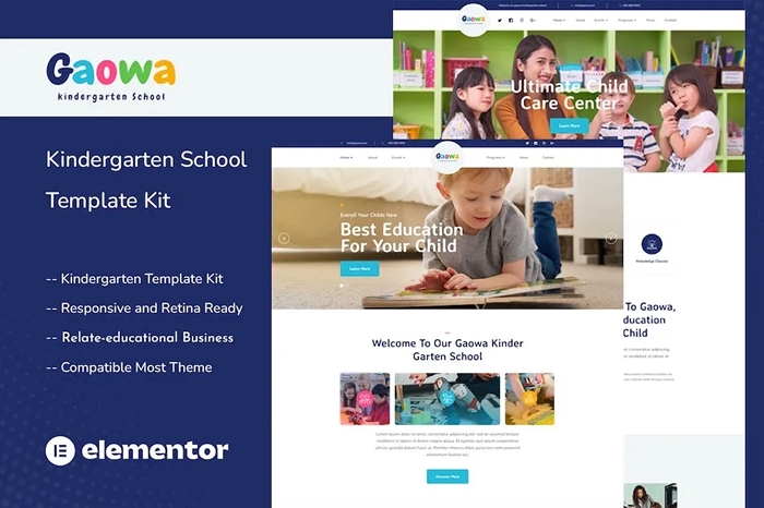 Gaowa – Kindergarten School Elementor Template Kit 1.0.0