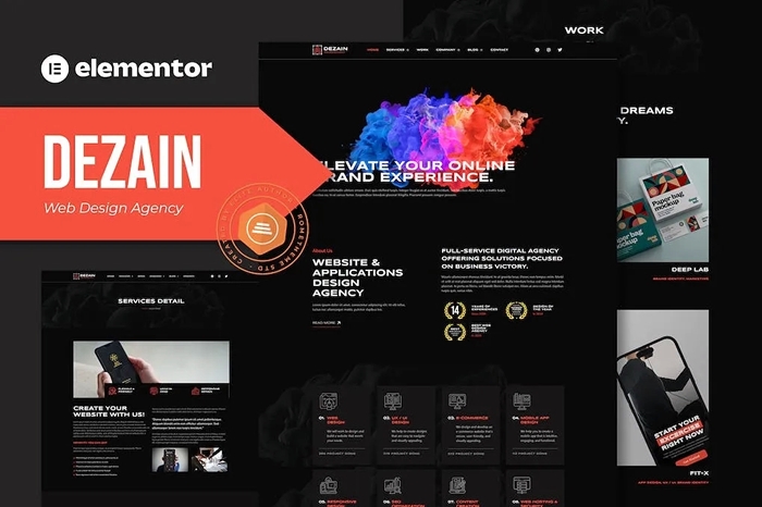 Dezain – Web Design Agency Elementor Pro Template Kit 1.0.0