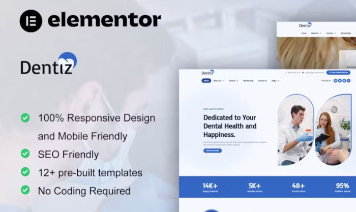 Dentiz – Dentist & Dental Care Elementor Pro Template Kit 1.0.0