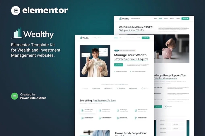 Wealthy – Wealth & Investment Management Elementor Template Kit 1.0.0